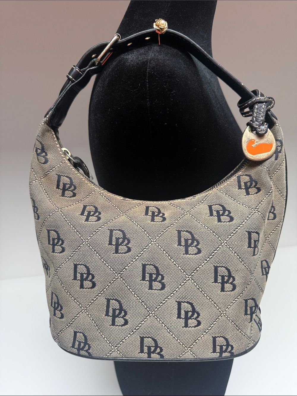Dooney & Bourke Signature DB Monogram Hobo Bag + Matching Wallet Y2K